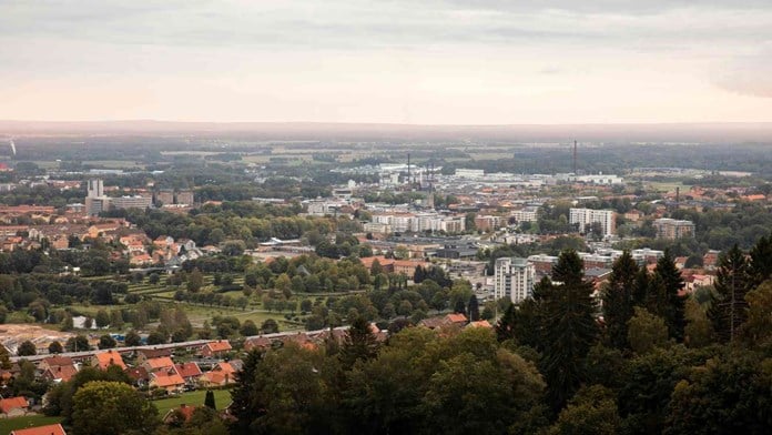 Flygvy över Skövde